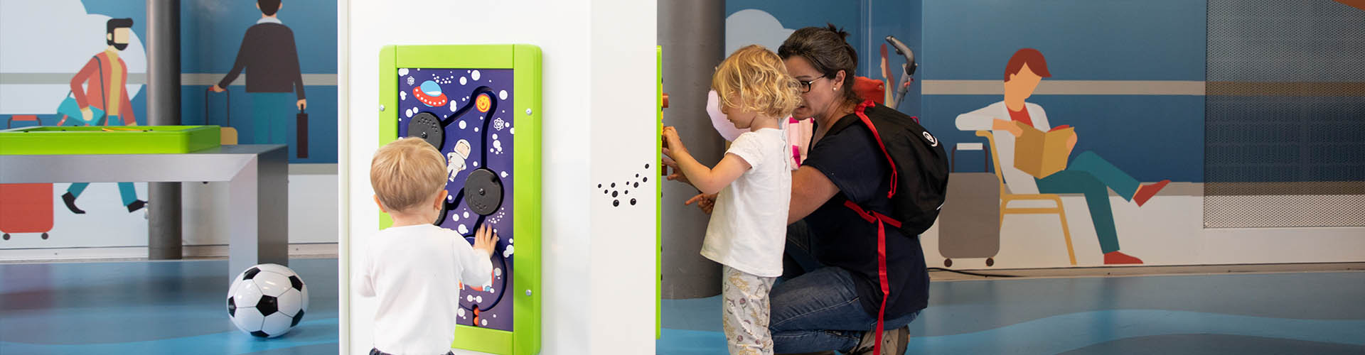 this image shows a kids corner in a public space