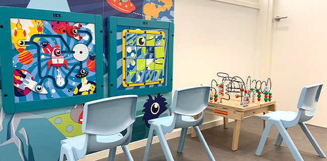 Kinderhoek als onderdeel van een wachtruimte Kinderhoek als onderdeel van een wachtruimte