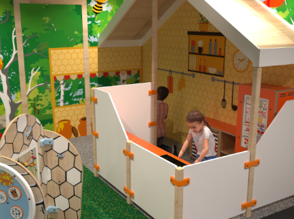 Kundenspezifisches Spielhaus für Restaurant mit Küche Kundenspezifisches Spielhaus für Restaurant mit Küche