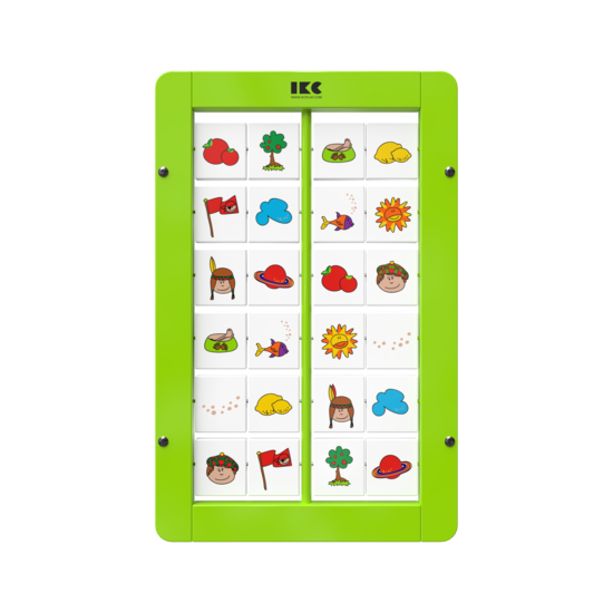 memory spel voor aan de wand met draaiende blokjes | IKC wandspel muurspel